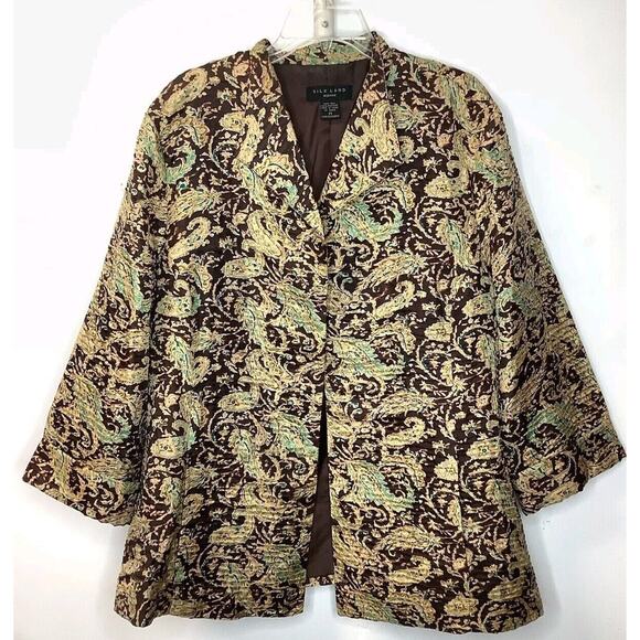 Silk Land Women’s 2X Jacket 100% Silk Paisley Print Fully Lined With Pockets - Picture 1 of 6